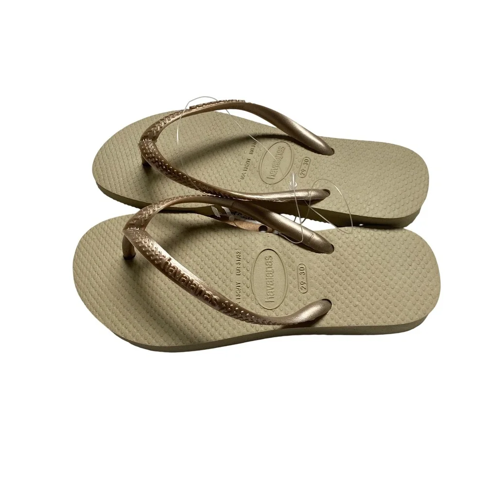 Havaianas Kids Slim Rose Gold Metallic Flip‎ Flop Sandals Size 13C/1Y NWT
